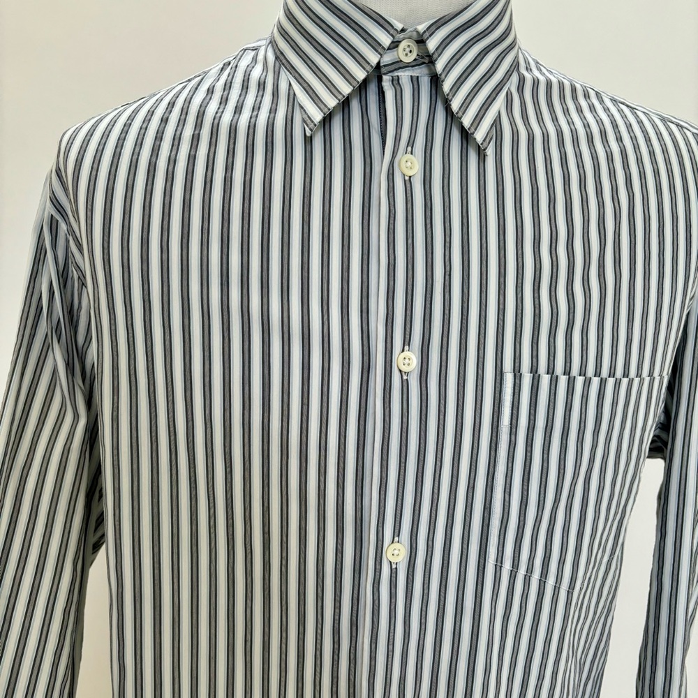 Armani.  Men’s large grey/white stripped shirt.
